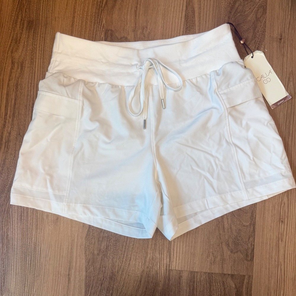 CALIA Journey White TrueLight Wicking Cargo Athletic Shorts Womens X-Small NEW